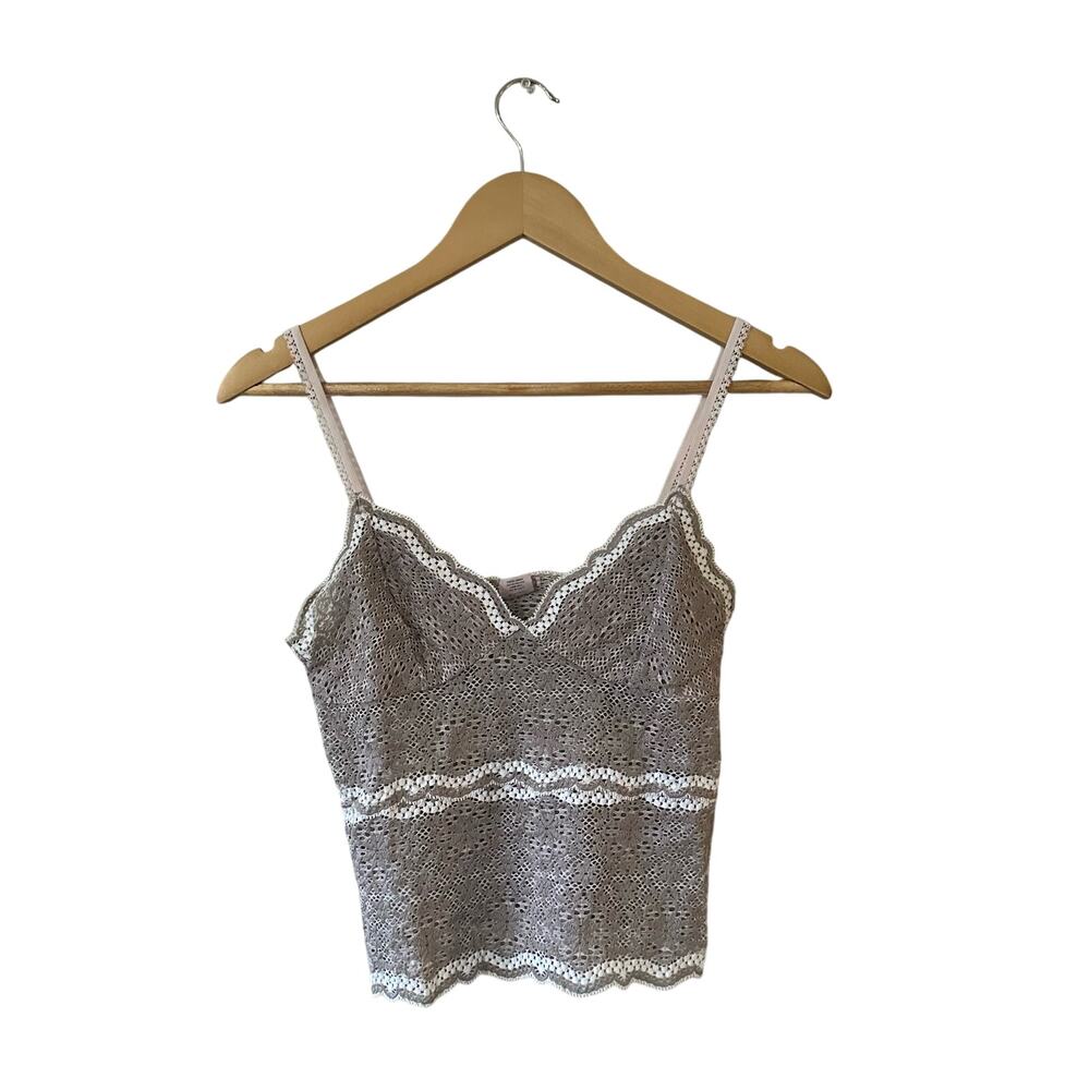 Anthropologie Love Tanjane Dusty Purple Lace Crop Tank Top Cami Size Small